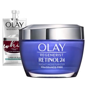 Olay Regenerist Retinol 24 Night Moisturizer Fragrance-Free + Whip Face Moisturizer Travel/Trial Size Gift Set