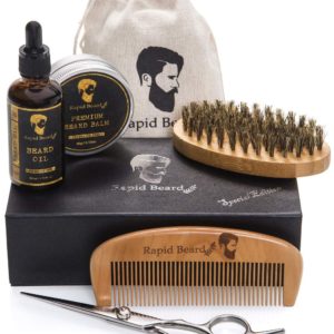 Beard Grooming & Trimming Kit for Men Care - Beard Brush, Beard Comb, Unscented Beard Oil Leave-in Conditioner, Mustache & Beard Balm Butter Wax, Barber Scissors for Styling, Shaping & Growth Gift set