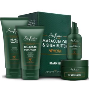 Shea Moisture Complete Beard Kit | All Natural Ingredients | Maracuja Oil & Shea Butter | Beard Balm | Beard Conditioning Oil | Beard Wash | Beard Detangler | Gift Box