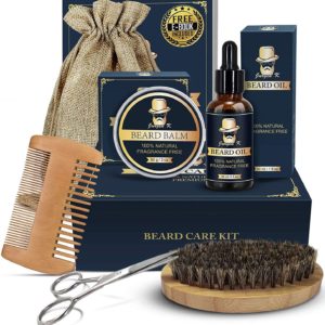 Beard Kit for Men, Beard Grooming Kit for Men Gift Set, Upgraded Beard Growth Kit with Beard Growth Oil, Beard Balm, Beard Brush, Beard Comb, Beard Scissors, Gift Box, Beard Christmas Gifts for Him