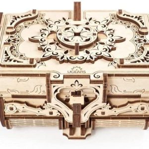 UGEARS 3D Wooden Puzzle Box - 3D Puzzle Antique Wooden Box Wooden Model Kits for Adults and Teens - Laser-Cut Mechanical Model Construction Kit - Ideal Birthday