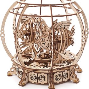 UGEARS 3D Puzzle Mechanical Aquarium - Creative 3D Wooden Puzzles for Adults Driven by a Spring - Aquarium Wood Model Kit - Unique Wooden Puzzle - 3D Puzzles for Adults and Kids Building Kit