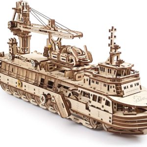 UGEARS 3D Puzzles Research Vessel - DIY Model Ship 3D - Exclusive Wooden Model Kits for Adults to Build - Unique and Creative Wooden Mechanical Models - Self Assembly Woodcraft Construction Kits